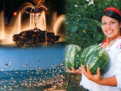 Голая Пристань, арбузный фестиваль “Солодке диво”, девушка с арбузами